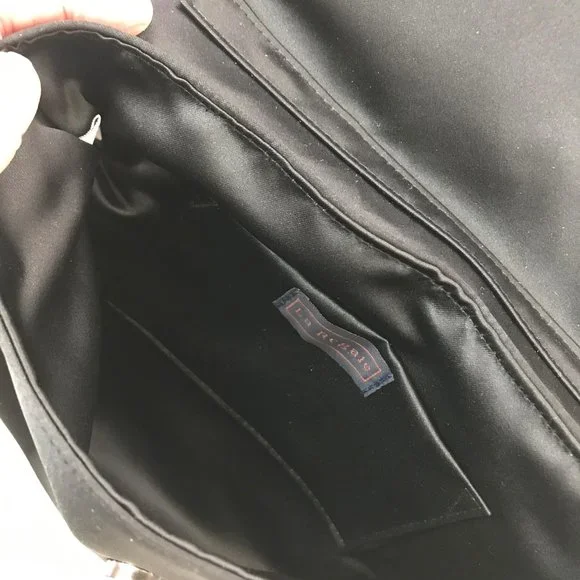 NWT La Regale Womens Black Bow Snap Closure Chain Strap Small Purse - Picture 3 of 5